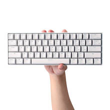 Teclado mecânico rk61 bt com fio, modo duplo, luz de fundo azul, 61 teclas, mini para celular/tablet, branco com gateron, interruptores vermelhos 2024 - compre barato