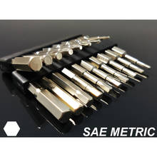 Sae/métrica magnética hex cabeça chave de fenda brocas 1/4 "hex shank driver elétrico bits s2 kit ferramentas manuais 2024 - compre barato
