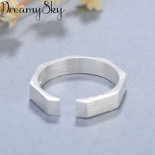 Boêmio vintage grande hexágono anel para mulher boho antigo prata cor junta anéis boho jóias anillos 2024 - compre barato