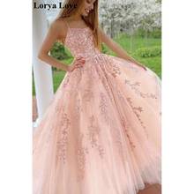 Prom Dresses 2020 New Women Party Night Long Vestidos De Gala Lace Appliques Pink Evening Dress A-Line Sleeveless Robe De Soiree 2024 - buy cheap