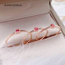 AINUOSHI-anillo de compromiso de oro de 18K para mujer, sortija de aniversario Vintage, con gema naranja rubí de corte redondo, 0,037ct 2024 - compra barato