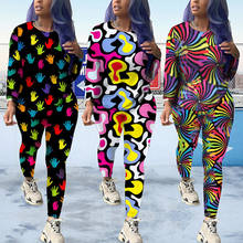 TWO PIECE SET Rainbow Print T Shirt Blouse Pattern Design Tracksuit Women Sweat Suits Multi Color Outfits 2 Piece Set Streetwear 2024 - buy cheap