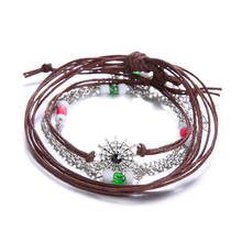 3 Pcs/Set Bohemian Geometric Crystal Pendant Bracelet Women Multicolor Leather Woven Beaded Bangle Set Jewelry Party Gifts 2024 - buy cheap