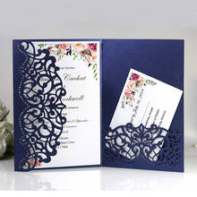 50pcs Hollow Laser Cut Wedding Invitation Card Greeting Card Customize With RSVP Card For Birthday Business Party Wedding Decor 2024 - buy cheap