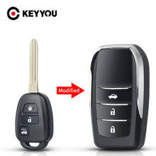 KEYYOU-funda de llave de coche remota con tapa modificada, carcasa de 3 botones Fob para Toyota CAMRY 2012 2013 2014 2015 Corolla 2014 2015 2024 - compra barato