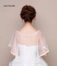 Bridal Wraps Wedding Bolero With Lace Edge Short Women Bridal Capes Wedding Accessories PJ066 2024 - buy cheap
