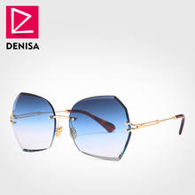 DENISA New 2019 Rimless Butterfly Lady Sunglasses Women Metal Frame Oversized Sun Glasses Girls UV400 zonnebril dames G18603 2024 - buy cheap