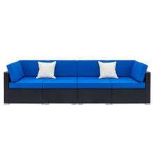 Patio Furniture Set Fully Equipped Weaving Rattan Sofa Set with 2pcs Corner Sofas & 2pcs Single Sofas - Woven Rattan 2024 - buy cheap