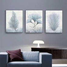 Sky Blue Leaves Art Canvas Wall Art Poster Abstract Nordic White Print Painting Decorative Picture Modern Bedroom Home Decor 2024 - buy cheap