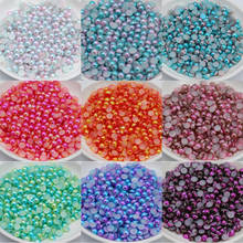 3/4/5/6/8mm medium half round flatback rainbow Imitation pearl acrylic charms Mermaid beads Rhinestone Scrapbook  Making 2024 - buy cheap