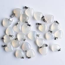 2020 fashion bestselling top quality natural white onyx heart pendants charms for jewelry making 16mm 50pcs/lot Wholesale free 2024 - buy cheap