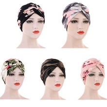 Flower Hat Women Muslim Chemo Cap India Hat Hair Loss Hat Pleated Headscarf Turban Caps Printed Islamic Bonnet Beanies Skullies 2024 - buy cheap