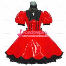 Sissy vestido gótico lolita punk vermelho pvc, fantasia cosplay sob medida [gfio] 2024 - compre barato