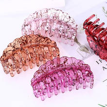 Grande roxo verde laranja cabelo garra barrettes crab hairpin clara formiga padrão plástico grampo de cabelo garra headwear vintage 2024 - compre barato