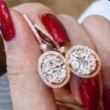 Cute Female White Crystal Drop Earrings Vintage Gold Silver Color Wedding Earrings For Women Luxury Big Oval Dangle Earrings 2024 - buy cheap