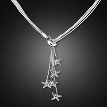Ожерелье из серебра 100% пробы с подвесками-звездами 2024 - купить недорого