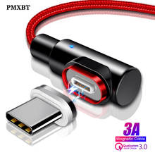 Cable de carga USB magnético, Cargador rápido 3A de 90 grados para iphone 8Pin/Micro USB/tipo C, Cable de datos para teléfono Samsung Android 2024 - compra barato