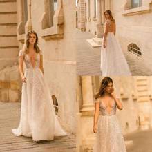 Wedding Dresses Sexy Deep V Neck Capped Sleeve Full Lace Appliqued Bridal Gowns Backless Sweep Train A Line Wedding Dress 2024 - buy cheap