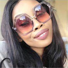 Top Trending Transparent Purple Sunglasses Women Fashion Brand Designer Shades Plastic Clear Eyewear Hexagonal sunglasses UV400 2024 - buy cheap