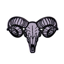 Baphomet cabeça de cabra emblema crânio esmalte pino preto estilo gótico broche tradicional animal jóias 2024 - compre barato