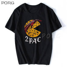 Camiseta casual de algodão de manga curta 2pac tupac shakur r.i p, camiseta legal de moda masculina hiphop punk 2024 - compre barato
