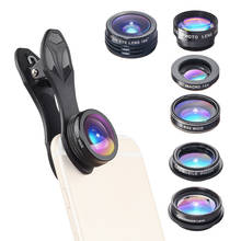Apexel-kit de lente para celular 7 em 1, lente de olho de peixe, lente de olho de peixe 0.36x, lente macro de ângulo amplo, capeidoscópio 2x, lente de telescópio para celular 2024 - compre barato
