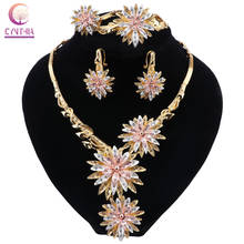 CYNTHIA Crystal African Beads Jewelry Set Nigerian Wedding For Women Necklace Ethiopian Jewelry Wedding Gold Set Costume Jeweler 2024 - buy cheap