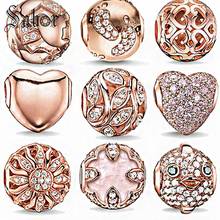 Rose Gold Crystal Beads Fit DIY Bracelet Necklace Heart Charms Fashion Women Jewelry Big Hole Beads For Jewelry Making thomas 2024 - buy cheap