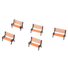 5pcs Plastic Model Park Bench Model Landscape 1:50 w/ Black Arm 2024 - buy cheap