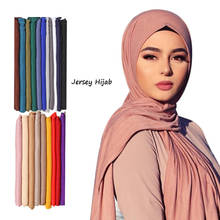 Muslim Hijab Scarf Women Jersey Scarf Plain Color Elasticity Cotton Shawls and Wraps Headband Winter Warm Long Head Scarves 2024 - buy cheap