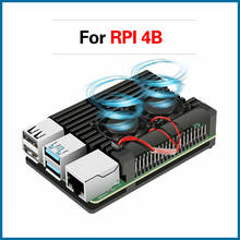 Металлический чехол S ROBOT Raspberry Pi 4 4B, чехол для Raspberry Pi с двойным охлаждающим вентилятором, защитный чехол из алюминиевого сплава для RPI 4B RPI104 2024 - купить недорого