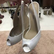 Sexy Ivory Satin Pumps High Heel Bridals Dress Party Women Pumps Summer Peep Toe Sling Back Stiletto Fish Mouth 11cm Heel 2024 - buy cheap