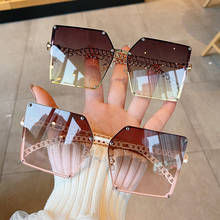 Óculos de sol feminino quadrado, armação marrom em degradê, em liga metálica, para mulheres 2024 - compre barato
