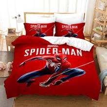 Комплект постельного белья для детей с изображением Человека-паука, двухъярусный Комплект постельного белья из 3 предметов, домашний текстиль для детей, бесплатная доставка, красный цвет marvel 2024 - купить недорого