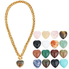 Collar con colgante de corazón para mujer, cadena gruesa de piedra natural de cuarzo rosa, jade, con colgante de corazón para mujer de acebo, JUNE, Green Joy, Holy June, 2020 2024 - compra barato