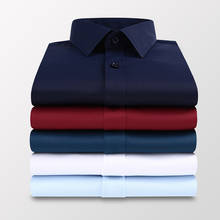 Plus Size 5XL 6XL 7XL Men Solid Color Business Shirt Fashion Casual Slim White Long Sleeve Shirt Male Brand Clothes 2024 - купить недорого