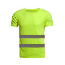 На открытом воздухе для бега для велоспорта отражающий футболка удобные дышащие с коротким рукавом безопасности, чтобы вы были заметны дорожных работ футболки 2024 - купить недорого