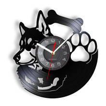 Часы настенные в стиле ретро с виниловой музыкальной пластиной, Хаски, щенок, собака, домашние животные 2024 - купить недорого