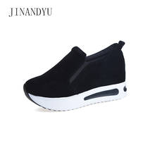 Woman Platform Shoes Sneakers Wedges Women 2019 Ladies Trainers Faux Suede Chunky Basket Loafers 6CM Heels Women Black Trainers 2024 - buy cheap