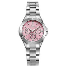 Chenxi relógio de pulso rosa aço inoxidável quartzo, feminino pulseira 2024 - compre barato