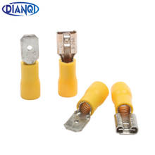 Conector de cableado eléctrico macho y hembra, Terminal de crimpado aislado, pala, FDD5.5-250 azul, 12-10AWG, 50 pares, 100mm, 6,3 MDD5.5-250. 2024 - compra barato