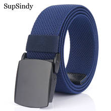 SupSindy Men Stretch nylon belt Metal buckle Belts for women waistband casual jeans belt elastic outdoor male strap high quality 2024 - buy cheap
