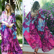 2019 Bohemian Floral Printed Chiffon Shirt Women Long Cardigan Vintage Summer Beach Kimono Femininas Blouse Maxi Vestido 2024 - buy cheap