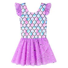 BAOHULU-vestido de Ballet para niñas, falda de baile Multicolor con estampado de escamas de pescado, sin mangas, de tul, leotardo de princesa para niñas 2024 - compra barato
