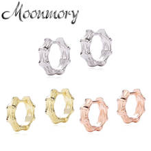 Moonmory-pendientes de plata de ley 925 para mujer, Piercing de hueso polígono para mujer, pendiente de aro de bambú, regalos de Navidad, joyería 2020 2024 - compra barato