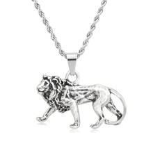 1Piece New Male Lion Pendant Stainless Steel Long Chains Necklace Men Retro Wild Animals Necklaces For Women Girls Party Jewelry 2024 - buy cheap