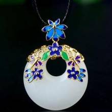 Unique Fashion Natural White Jade Carving Of Peace Buckle Shape Pendant Necklace 2024 - buy cheap