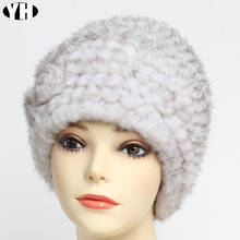 Russia Winter Lady Natural Mink Fur Hats Women Warm High Quality Mink Fur Cap Brand Fashion Knitted Genuine Mink Fur Hats 2024 - buy cheap