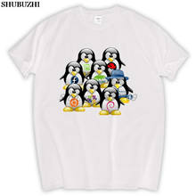 Un grupo de pingüinos LINUX hombres marca camiseta algodón hombres camiseta shubuzhi marca euro tamaño camiseta sbz5249 2024 - compra barato