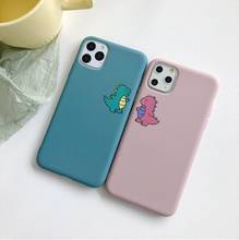 Cute Dinosaur Case For iPhone 6 6S 7 8 Plus For iPhone 11 Pro Max XR XS Max X Plain Silicone Cover Cases Soft TPU Silicone Love 2024 - buy cheap
